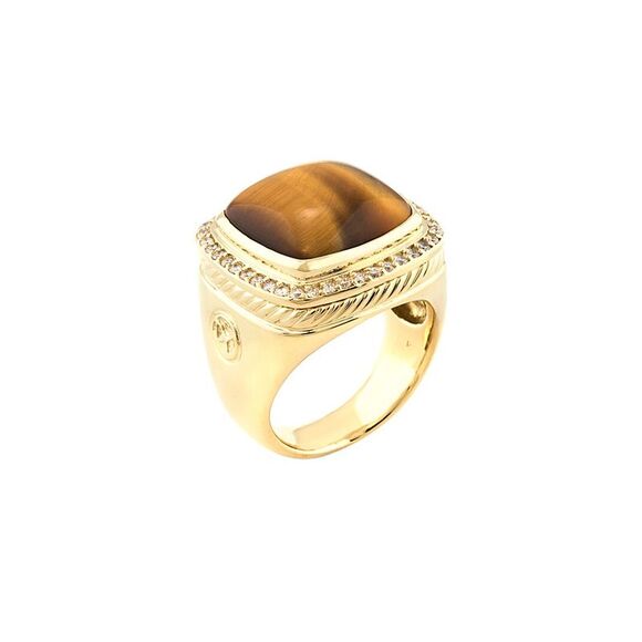 David Yurman Jewelry - David Yurman Albion 18K 0.40 Ct. Tw. Diamond & Tiger's Eye Ring (Authentic